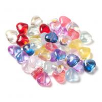 Abalorio de vidrio translúcido, Corazón, barnizado, Joyería & Bricolaje, color mixto, 130x80mm, agujero:aproximado 0.9mm, 110PCs/Bolsa, Vendido por Bolsa