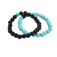 Pulsera de Piedras Preciosas, Piedra natural, Esférico, diferentes materiales para la opción & unisexo, más colores para la opción, 8mm, longitud:aproximado 7.5 Inch, aproximado 2PCs/Par, Vendido por Par