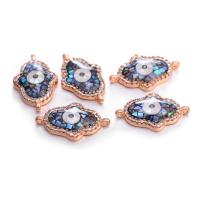 Cubic Zirconia Micro Pave Brass Connector, with Abalone Shell, Evil Eye, plated, DIY & micro pave cubic zirconia 