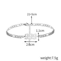 Edelstahl Charm Armband, 316 Edelstahl, mit Titanstahl, mit Verlängerungskettchen von 1.97 inch, Zahl, silberfarben plattiert, Modeschmuck & unisex & verschiedene Stile für Wahl, keine, Länge:8.27 ZollInch, verkauft von PC