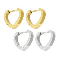 Stainless Steel Huggie Hoop Earring, 304 Stainless Steel, Heart, Vacuum Plating, for woman 