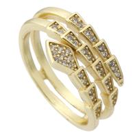 Cubic Zirconia Micro Pave Brass Finger Ring, gold color plated, Adjustable & micro pave cubic zirconia, US Ring .5 