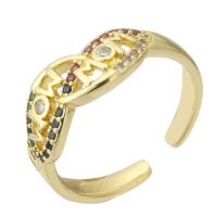 Cubic Zirconia Micro Pave Brass Finger Ring, gold color plated, Adjustable & micro pave cubic zirconia, multi-colored, US Ring .5 