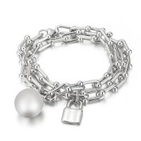 Edelstahl Charm Armband, 304 Edelstahl, 304 Edelstahl Karabinerverschluss, plattiert, Doppelschicht & unisex, keine, 390x7mm, Länge:ca. 21 cm, verkauft von PC