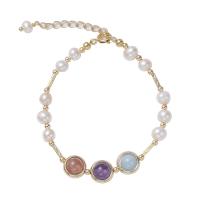 Quartz Bracelets, with Plastic Pearl & Zinc Alloy, zinc alloy lobster clasp, polished, for woman, mixed colors, 6mm cm 