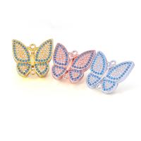 Cubic Zirconia Micro Pave Brass Connector, Butterfly, plated, DIY & micro pave cubic zirconia 