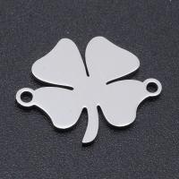 Stainless Steel Charm Connector, 201 Stainless Steel, Four Leaf Clover, Vacuum Ion Plating, fashion jewelry & polished & DIY & Unisex 