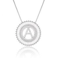 Cubic Zircon Micro Pave Brass Necklace, platinum plated, fashion jewelry & Unisex & with letter pattern & micro pave cubic zirconia, 30mm Approx 19.69 Inch 