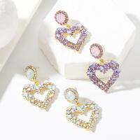 Zinc Alloy Rhinestone Drop Earring, Heart, plated, fashion jewelry & for woman & with rhinestone 