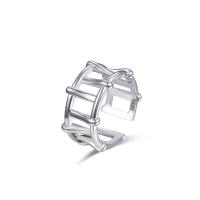 Plata de ley 925 Anillo de dedo Cuff, chapado, ajustable & para mujer & hueco, más colores para la opción, 20x11mm, Vendido por UD