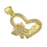 Cubic Zirconia Micro Pave Brass Pendant, gold color plated, micro pave cubic zirconia 