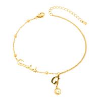 Partículas de acero pulsera tobillera, acero de titanio cierre de langosta, chapado, para mujer, dorado, longitud:26.5 cm, Vendido por UD