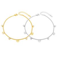 Partículas de acero pulsera tobillera, acero de titanio cierre de langosta, chapado, para mujer & con diamantes de imitación, más colores para la opción, 7mm, longitud:26 cm, Vendido por UD