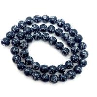 Snowflake Obsidian Bead, Round, DIY black Approx 14.96 Inch 