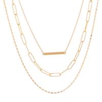 Collier de mode Multi couche, alliage de zinc, plaqué de couleur d'or KC, trois couches & bijoux de mode & pour femme, doré Environ 17.72 pouce, Vendu par PC