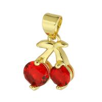 Pendentifs en laiton cristal, avec cristal, cerise, Placage de couleur d'or Environ 3mm, Vendu par PC