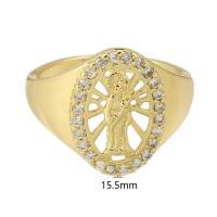 Cubic Zirconia Micro Pave Brass Finger Ring, gold color plated, Adjustable & micro pave cubic zirconia & hollow, US Ring 