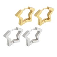 Stainless Steel Huggie Hoop Earring, 304 Stainless Steel, Star, Vacuum Plating, for woman 