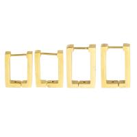 Stainless Steel Huggie Hoop Earring, 304 Stainless Steel, Rectangle, Vacuum Plating & for woman, golden 