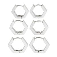 Stainless Steel Huggie Hoop Earring, 304 Stainless Steel, Vacuum Plating & for woman, Crystal Platinum 