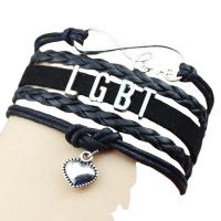 Kunstleder Schnur Armbänder, Zinklegierung, mit Baumwollsamt & Lederband & Wachsschnur, mit Verlängerungskettchen von 1.97inch, handgemacht, 5 Stück & unisex, keine, Länge:ca. 6.3 ZollInch, verkauft von setzen