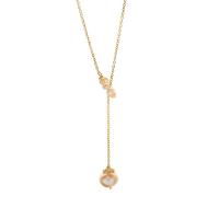 Collier de chaîne en laiton de perles d'eau douce, perle d'eau douce cultivée, avec laiton, avec 4cm chaînes de rallonge, Plaqué d'or 14K, Naturel & bijoux de mode & pour femme, doré cm, Vendu par PC