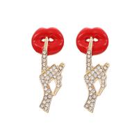 Zinc alliage strass Stud Earring, alliage de zinc, Placage de couleur d'or, bijoux de mode & pour femme & avec strass, multicolore Vendu par paire