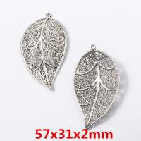 Zinc Alloy Leaf Pendants, antique silver color plated, vintage & DIY Approx 