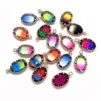 Pendentifs en laiton cristal, avec laiton, ellipse, Placage de couleur d'or, dégradé de couleur & facettes, plus de couleurs à choisir Vendu par PC