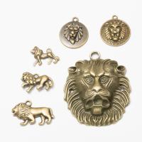 Pendentifs animaux en alliage de zinc, lion, Plaqué de couleur de bronze antique, Vintage & DIY, plus de couleurs à choisir, Environ Vendu par sac