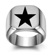 Titan Stahl Fingerring, Titanstahl, Stern, plattiert, unisex & verschiedene Größen vorhanden & Emaille, keine, 18mm, verkauft von PC