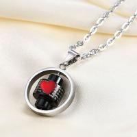 Titanium Steel Jewelry Necklace, plated, rotatable & Unisex & enamel 23.5mm .62 Inch 