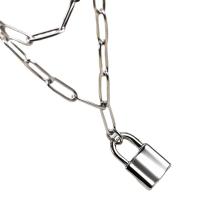 Stainless Steel Jewelry Necklace, 304 Stainless Steel, with 1.97 extender chain, Lock, Vacuum Ion Plating, Double Layer & for woman .72 Inch 