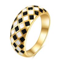 Titan Stahl Fingerring, Titanstahl, goldfarben plattiert, verschiedene Größen vorhanden & für Frau & Emaille, goldfarben, 3mm, verkauft von PC