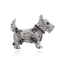 Broche de diamantes de imitación de la aleación de Zinc, con rhinestone de acrílico, Perro, chapado en color de plata antigua, unisexo & con diamantes de imitación, 35x28mm, 10PCs/Grupo, Vendido por Grupo