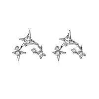 Zinc alliage strass Stud Earring, alliage de zinc, bijoux de mode & pour femme & avec strass, argent Vendu par paire