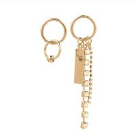 Asymmetric Earrings, Zinc Alloy, gold color plated, fashion jewelry & for woman & with rhinestone, 6.2cm,2.3cm 