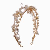 Fashion Zinc Alloy Jewelry Sets, with Plastic Pearl, gold color plated, 2 pieces & vintage & for woman, white, 35mm,50mm, Inner Approx 165mm 