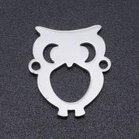 Stainless Steel Charm Connector, 201 Stainless Steel, Owl, Vacuum Ion Plating, fashion jewelry & polished & DIY & Unisex 