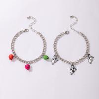 Zinc Alloy Bracelet Set, with 5cm,5.5cm extender chain, Round, silver color plated, 2 pieces & Unisex & enamel, mixed colors cm 