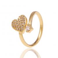 Cubic Zirconia Micro Pave Brass Finger Ring, gold color plated, Adjustable & micro pave cubic zirconia & for woman, 20mm 