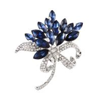 Crystal Brooch, Zinc Alloy, with Crystal, Flower, plated, for woman & with rhinestone 