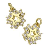 Cubic Zirconia Micro Pave Brass Pendant, Star, gold color plated, micro pave cubic zirconia Approx 1mm 