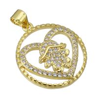 Cubic Zirconia Micro Pave Brass Pendant, gold color plated, micro pave cubic zirconia & hollow Approx 3mm 