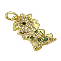 Cubic Zirconia Micro Pave Brass Pendant, Dinosaur, gold color plated, micro pave cubic zirconia Approx 3mm 