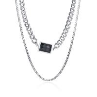 Stainless Steel Jewelry Necklace, 304 Stainless Steel, with Glass, with 1.97inch extender chain, fashion jewelry & Unisex, original color Approx 16.93 Inch 