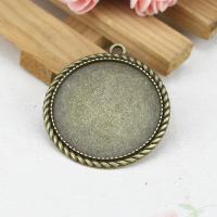 Zinc Alloy Pendant Cabochon Setting, antique bronze color, 42mm 