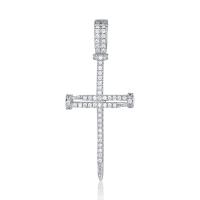 Zirkonia Mikro pflastern Messinghalsketten, Messing, Kreuz, plattiert, unisex & verschiedene Stile für Wahl & Micro pave Zirkonia, keine, 23x53mm, Länge:ca. 24 ZollInch, verkauft von PC