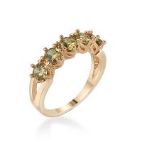 Cubic Zirconia Micro Pave Brass Finger Ring, with Cubic Zirconia, gold color plated & for woman & faceted, olive green, 3-4mm 