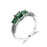 Anneau de cuivre de Zircon, laiton, avec zircon cubique, Placage de couleur platine, normes différentes pour le choix & pour femme & facettes, vert, 6mm, Vendu par PC